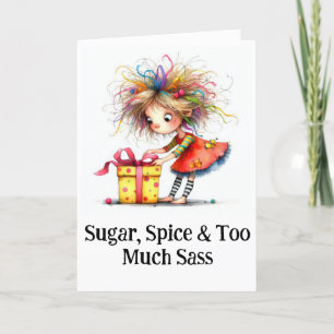 Carte De Remerciements * Colorful 7 Whimsical Christmas Girl Gift AP97