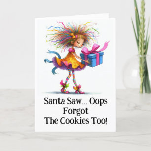 Carte De Remerciements * Colorful 8 Whimsical Christmas Girl Gift AP97