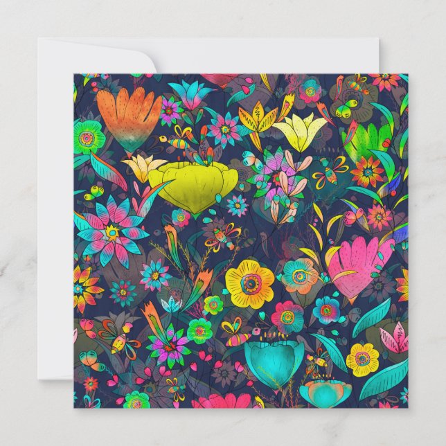 Carte De Remerciements Colorful botanical pattern (Devant)