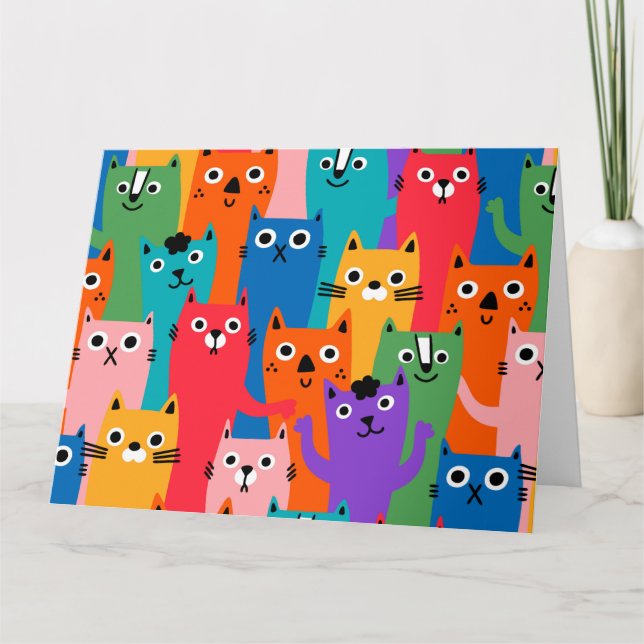 Carte De Remerciements Colorful cats (Devant)