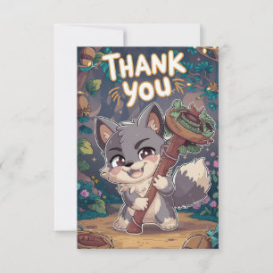 Carte De Remerciements Colorful Woodland Wolf