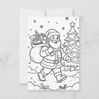 Carte De Remerciements coloriage de noël pour enfants de 3 à 8 ans
