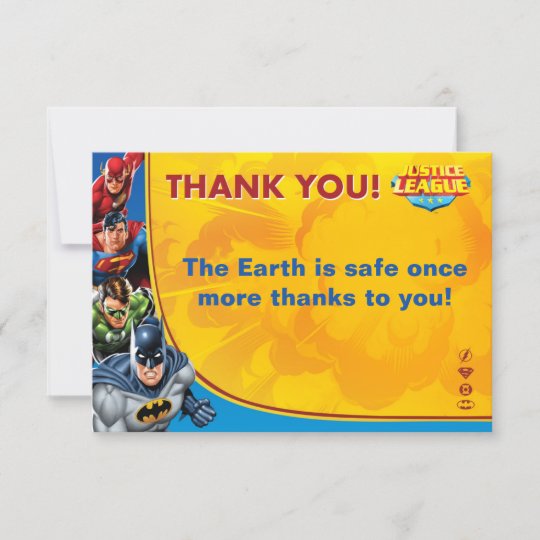 Carte De Remerciements Comics Dc Justice League Anniversaire Zazzle Fr