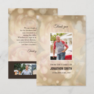 Carte de remerciements commémoratif