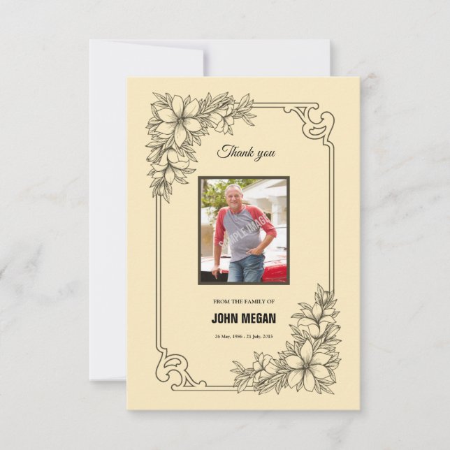 Carte de remerciements commémoratif (Devant)