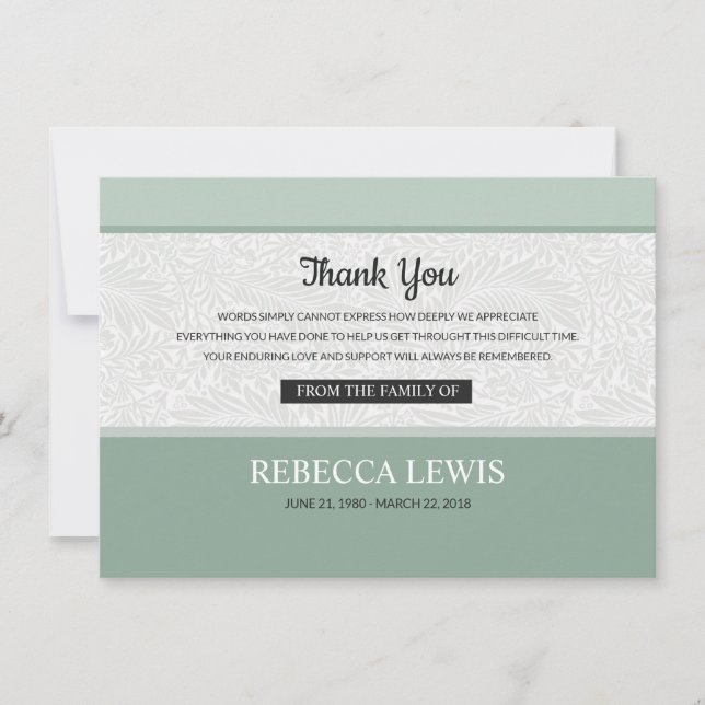 Carte de remerciements commémoratif (Devant)