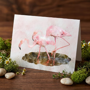 Carte De Remerciements Compagnie de Flamants Roses dans l'Art à l'Aquarel