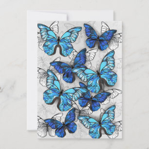 Carte De Remerciements Composition de papillons blancs et bleus