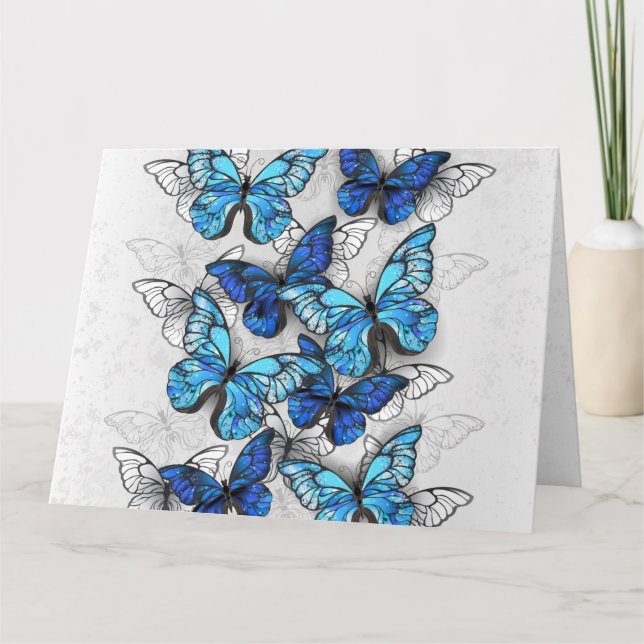Carte De Remerciements Composition des White and Blue Butterflies (Devant)