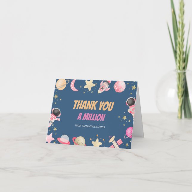 Carte De Remerciements Comptdown Space Girl (Devant)