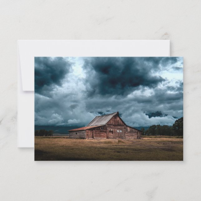 Carte De Remerciements Comté rural Cabin During Storm (Devant)