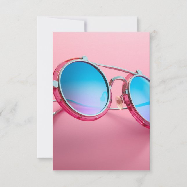 Carte De Remerciements Conception à thème de lunettes de soleil, rose coo (Devant)