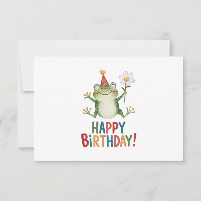 Carte De Remerciements Conception d'anniversaire de grenouille adorable a (Devant)
