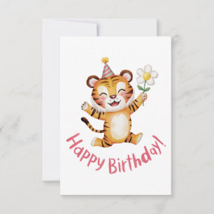 Carte De Remerciements Conception d'anniversaire de tigre joueur avec mar