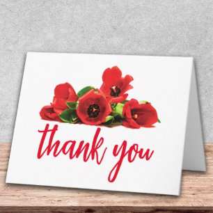 Carte De Remerciements Conception d'appréciation florale de tulipe rouge