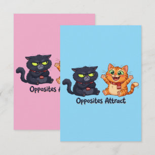 Carte De Remerciements Conception de chats mignons attirés par les opposé