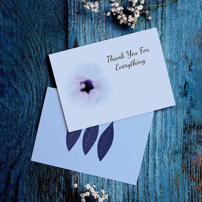Carte De Remerciements Conception de fleur d'Hibiscus sur fond bleu (Créateur téléchargé)