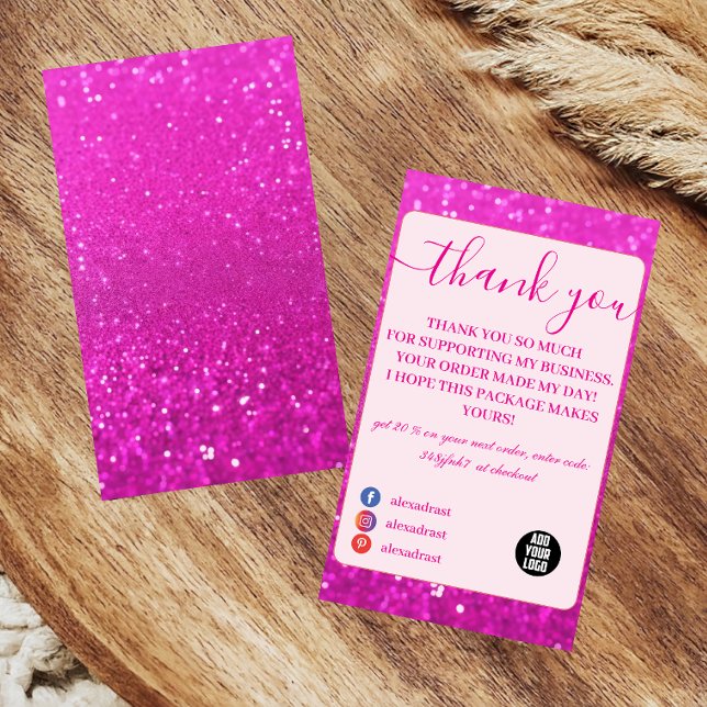 Carte De Remerciements Conception de Glamour Rose Chaud Tendance (Créateur téléchargé)