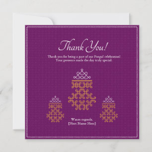 Carte De Remerciements Conception de Pongal Kolam Tamoul Minimal Violet