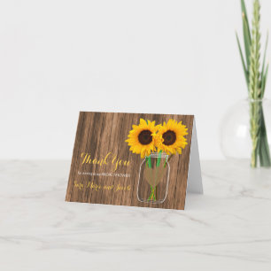 Carte De Remerciements Conception de pot Mason tournesol de campagne