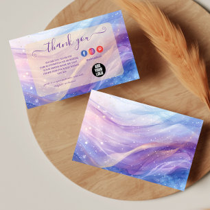 Carte De Remerciements Conception de vague holographique pastel éthérée