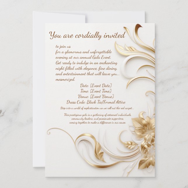 Carte De Remerciements Conception d'invitation pour un événement de gala (Devant)