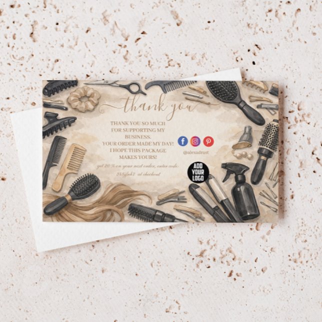 Carte De Remerciements Conception élégante de coiffeur floral (Créateur téléchargé)