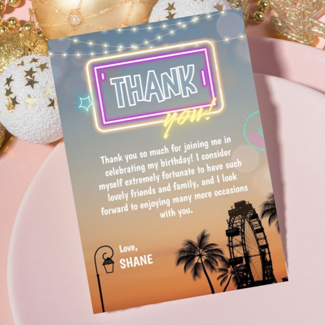 Carte De Remerciements Concert de la fête d'anniversaire Boho Pastel Musi (Pastel Music Festival Concert Boho Birthday Thank You Card)