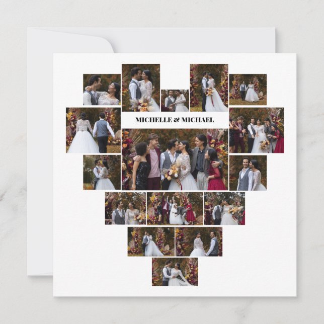 Carte De Remerciements Concevez Votre Propre Collage Photo En Forme De Cœ (Devant)