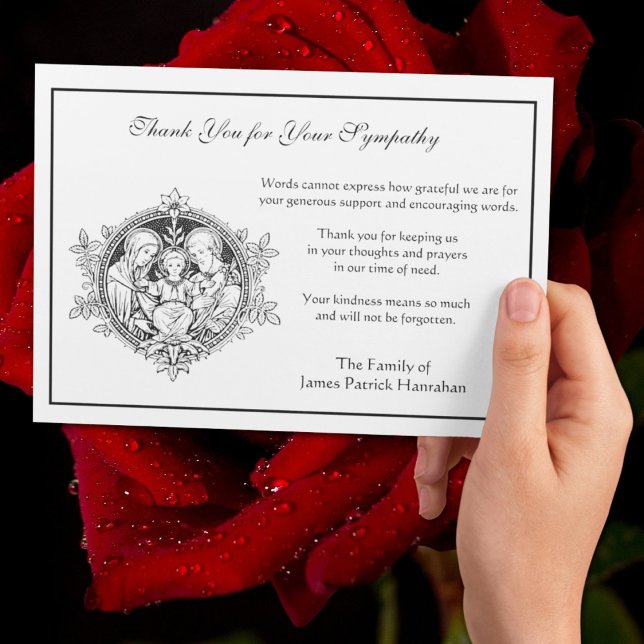 Carte De Remerciements Condolence catholique Funérailles de la Sainte Fam (Créateur téléchargé)