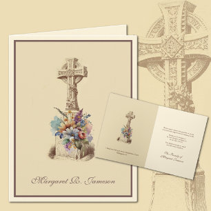 Carte De Remerciements Condolence florale de la Croix celtique irlandaise