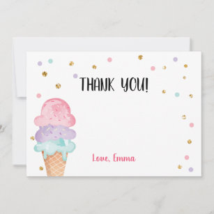 Carte de remerciements Cone Confetti de crème glac