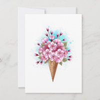 Cône rose Sakura crème glacée gaufre