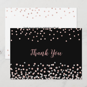 Carte De Remerciements Confetti Rose Gold Argent Élégant