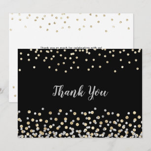Carte De Remerciements Confettis argent or élégants