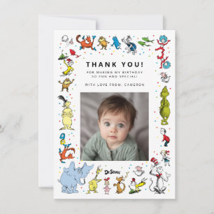 Carte De Remerciements Confettis de personnages de Dr Seuss Anniversair