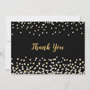 Carte De Remerciements Confettis élégants or argent