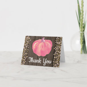 Carte De Remerciements Confettis rose et or pailletés de citrouille autom