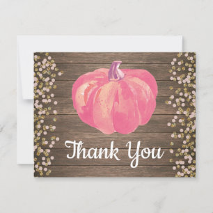 Carte De Remerciements Confettis Rose et Or Pailletés de l'Automne Rustiq