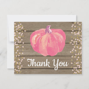 Carte De Remerciements Confettis Rose Gold Pailletés Citrouille Automne R