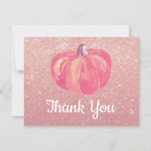 Carte De Remerciements Confettis rose gold Pailletés Citrouille d'automne