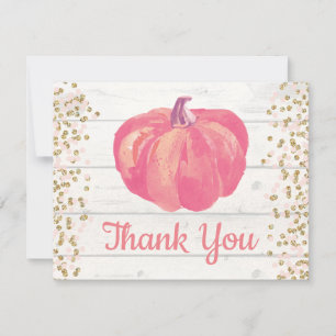 Carte De Remerciements Confettis roses et or pailletés de citrouille auto