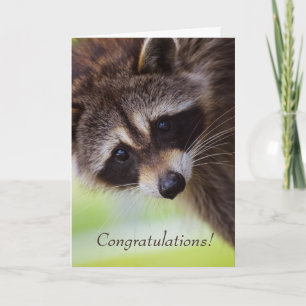 Carte De Remerciements Congratulations New Job Cute Raccoon Animal Fun 