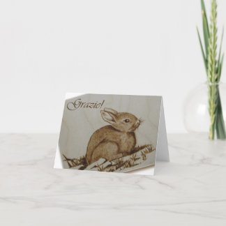 Carte De Remerciements Coniglietto - Grazie ! - Pirografia