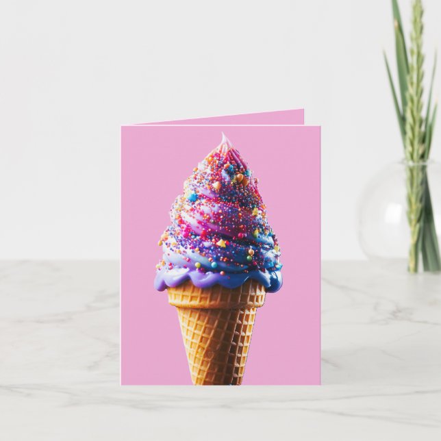 Carte De Remerciements Conne de crème glacée violette (Devant)