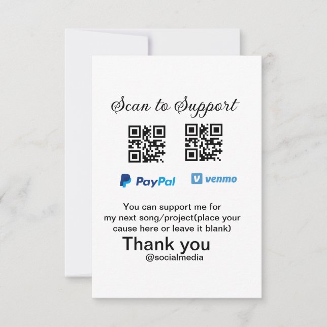 Carte De Remerciements Conseil virtuel jar q r code argent don PayPal ven (Devant)