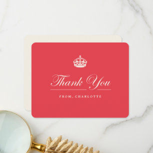 Carte De Remerciements Conserver le calme Royal Crown Chic Rouge 21e anni