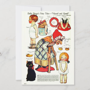 Carte De Remerciements Conte de fées rétro Halloween 🎃  Poupées en papie