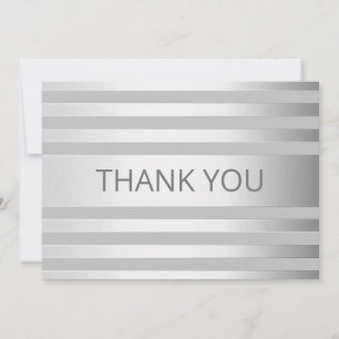 Carte De Remerciements Contemporain Faux Argent Ombre Gris