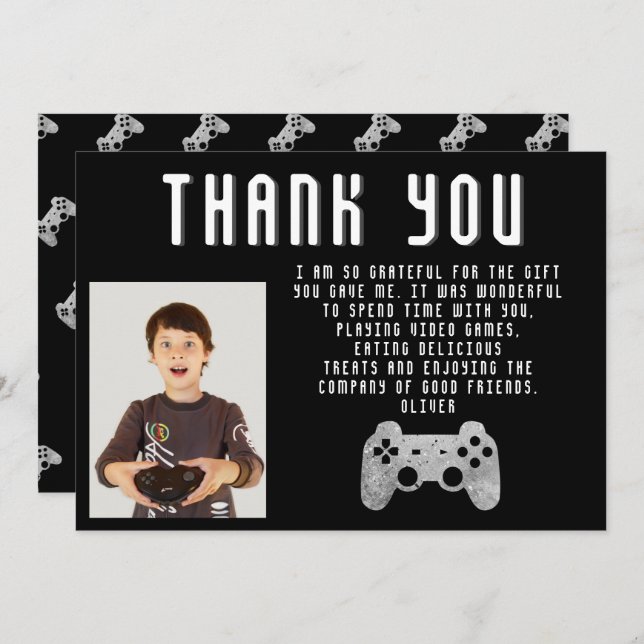 Carte De Remerciements Contrôleur de jeu vidéo Jeux Photo Anniversaire (Devant / Derrière)